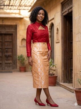 ARCHIVAL Parisian Bespoke Silk Brocade Skirt - Vintage Éclair Couture L/XL 12-16